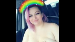 Want A Snack? Lactation Bitch Topless Driving On Roadtrip