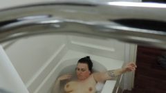 SPY ON MOM Milky Mama Playing Submerged In Bathtub