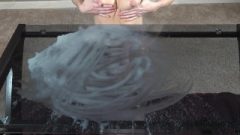 Milky Table Spraying Breast Milk All Over A Glass Table And Playing With It